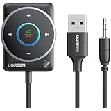 UGREEN Aux Bluetooth 5.4 Adapter Auto Bluetooth 3.5mm Klinke Empfänger Multifunktionstaste für Freisprechanruf und Wireless Musik, Dualverbindung, RGB Umgebungslicht, kompatibel mit Auto Stereoanlage